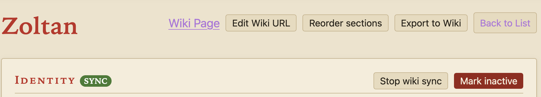 The Sync From Wiki button